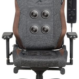 MAX RACER - Cadeira Gamer Massageadora Heavy-SMI - Poltronas Gamer de Aço, Cadeira Ergonômica - 8 Pontos de Massagem, Braços 4D, Suporta 150kg, Tecido Poliéster, Inclinação 135° - Preto Mesclado