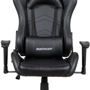 MAX RACER - Poltrona Home Office Aggressive - Cadeira Ergonômica de Aço, Cadeira de Escritório (Preta)