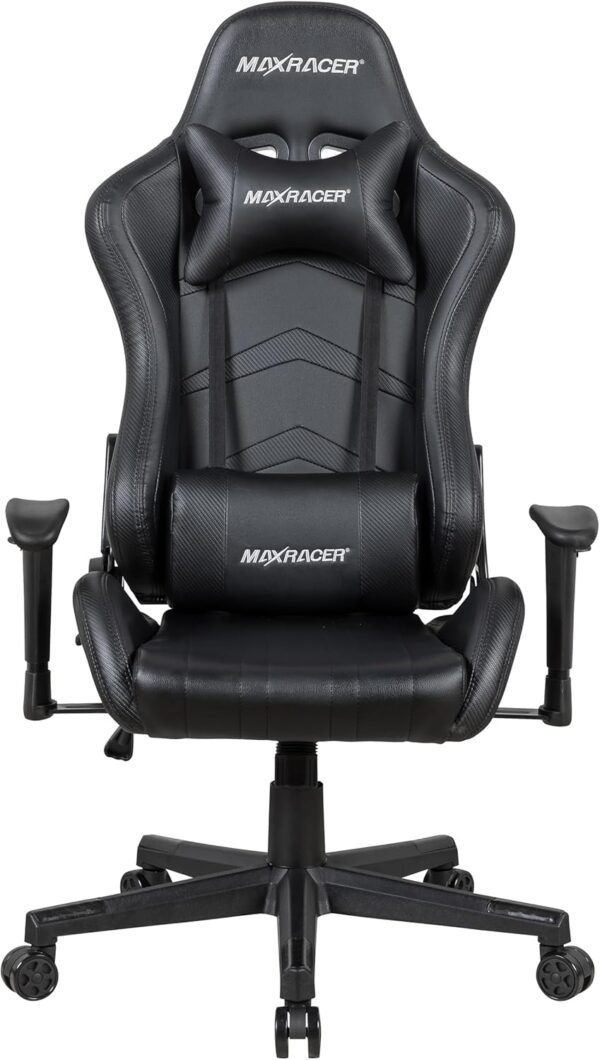 MAX RACER - Poltrona Home Office Aggressive - Cadeira Ergonômica de Aço, Cadeira de Escritório (Preta)