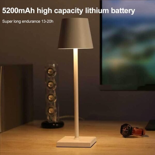 MEISI Lâmpada de mesa LED sem fio recarregável, luminária de mesa portátil USB de metal com interruptor de toque, lâmpada de cabeceira de 3,5 W para quarto, leitura, trabalho, estudo, bar, restaurante - Imagem 2