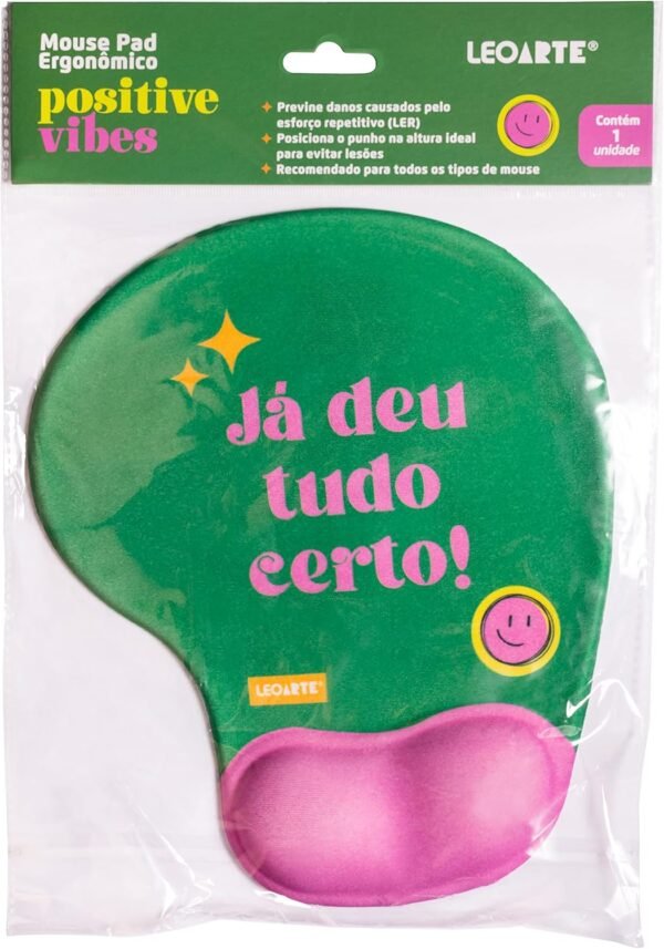 MOUSE PAD ERGONÔMICO POSITIVE VIBES FELIZ BLISTER C/1 UND LEO ARTE