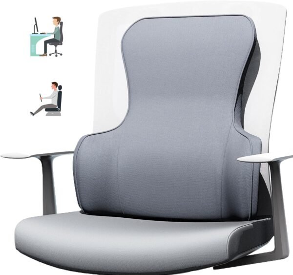 MXPOLY Suporte para as costas para cadeira de escritório – Almofada lombar ergonômica de espuma viscoelástica e travesseiro de costas para alívio da dor nas costas, travesseiro de suporte lombar ideal