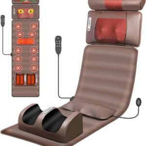 Massageador, Esteira Massageadora, Cadeira Massageadora, Massagem 5 em 1 Corpo Inteiro, 15 Modos de Combinação, Compressa Quente, Tapete De Massagem De Corpo Inteiro, Almofada