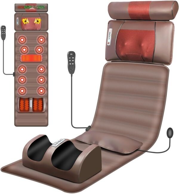 Massageador, Esteira Massageadora, Cadeira Massageadora, Massagem 5 em 1 Corpo Inteiro, 15 Modos de Combinação, Compressa Quente, Tapete De Massagem De Corpo Inteiro, Almofada
