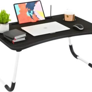 Mesa Dobrável Portátil para Notebook, Preta, Suporte Multiuso com Pernas Ajustáveis, Mesa de Colo para Trabalho, Estudos e Refeições