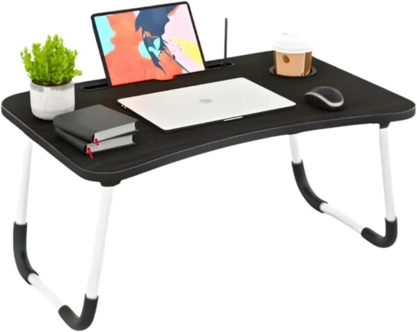 Mesa Dobrável Portátil para Notebook, Preta, Suporte Multiuso com Pernas Ajustáveis, Mesa de Colo para Trabalho, Estudos e Refeições