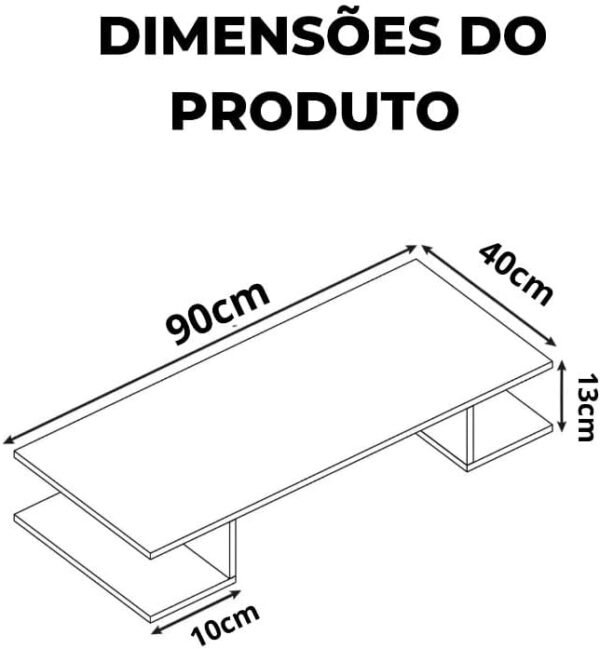 Mesa Escrivaninha de Estudos Suspensa Escritório Notebook Home Office MDF Preto 90cm - Imagem 2