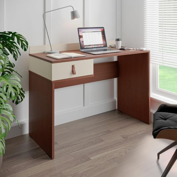 Mesa Para Computador com 1 Gaveta - Home Office e Estudos 90cm(Off com Cedro) - Imagem 2