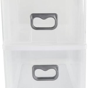 Mini Gaveteiro de Mesa com 2 Gavetas Transparentes, 20x16x22cm, Branco