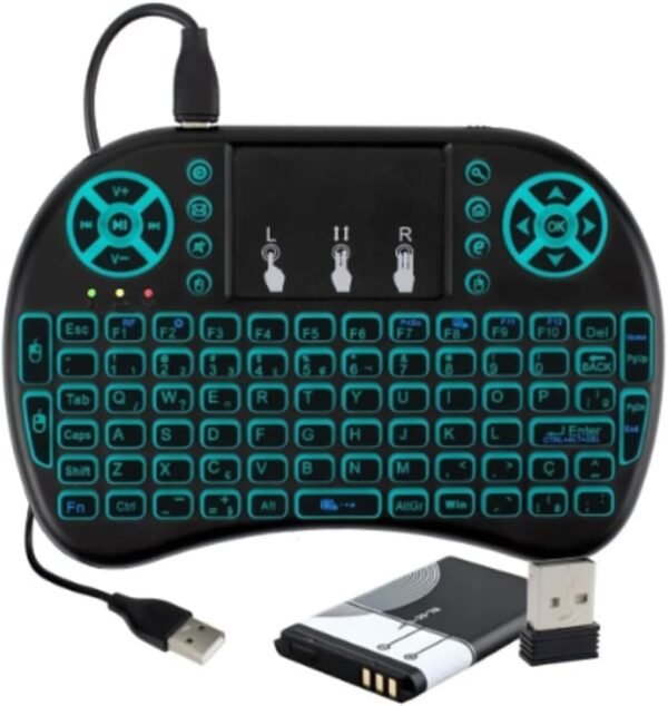 Mini Teclado Wireless com Touchpad USB Android Console e TV Compacto Recarregável e Iluminado com LED Praticidade Total - Imagem 2