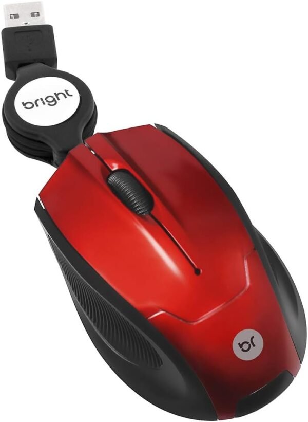 Mini mouse óptico retrátil Brasil vermelho/preto 0101 Bright BT 1 UN