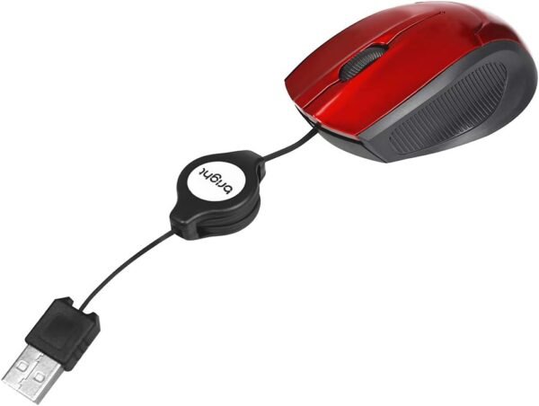 Mini mouse óptico retrátil Brasil vermelho/preto 0101 Bright BT 1 UN - Imagem 2