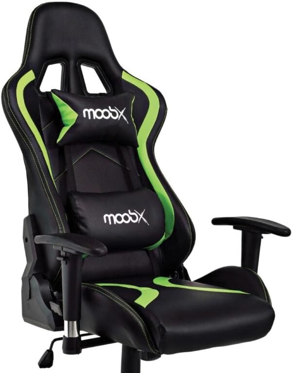 Moob Cadeira Gamer Reclinável Thunder Com Almofadas para Lombar e Pescoço Preto/Verde