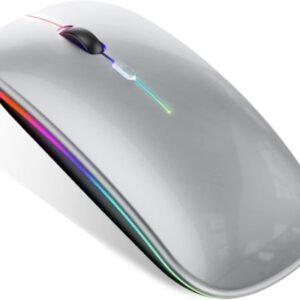 Mouse Bluetooth Recarregável sem Fio Dupla Conexão, e USB, Wireless Mouse compatível com iPhone, MacBook,iPad,Laptop,PC,Notebook, Tablet,Ergonômico, Premium Yecna (Cinza/Prata)