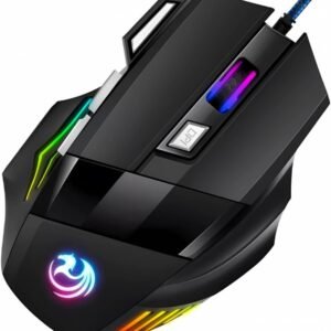 Mouse Gamer Anúbis 7 Botões 3200 DPI Ajustável LED RGB Alta Precisão e Velocidade Jogos Trabalho Estudos Cabo Reforçado Super Rápido Ergonômico Antideslizante Clique Duplo Premium - Preto
