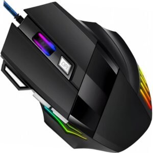Mouse Gamer Anúbis Model X7 2400 DPI 7 Botões LED RGB Alta Precisão Jogos Trabalho Cabo Esmaltado Reforçado Premium