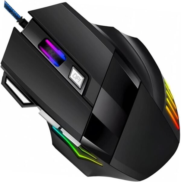 Mouse Gamer Anúbis Model X7 2400 DPI 7 Botões LED RGB Alta Precisão Jogos Trabalho Cabo Esmaltado Reforçado Premium