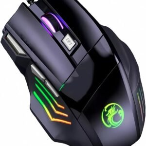 Mouse Gamer Dragon 7 Botões 10000 DPI Ajustável LED RGB Alta Precisão e Velocidade Jogos Trabalho Estudos Cabo Reforçado Super Rápido Ergonômico Antideslizante Clique Duplo Premium - Preto