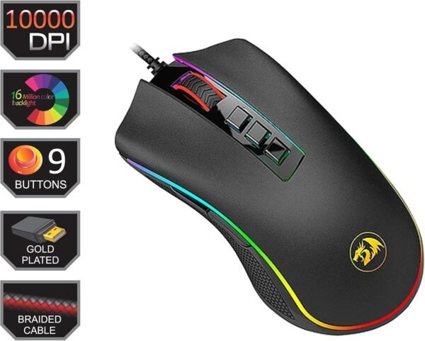Mouse Gamer Redragon Cobra M711 RGB (10000 DPI/Pixart PMW3325) - Preto - Imagem 2
