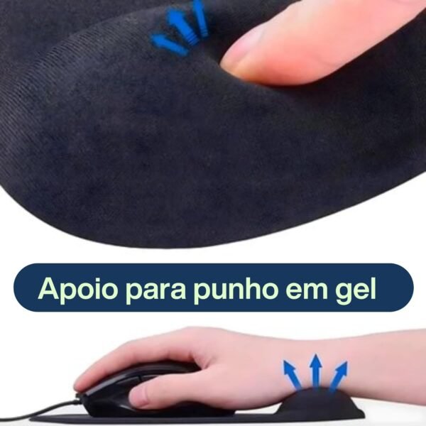 Mouse Pad Ergonômico com Apoio de Pulso em Gel 23 x 19 cm - Conforto e Prevenção de Lesões - Preto - Imagem 2