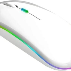 Mouse Sem Fio Bluetooth USB com Bateria de Longa Duração Recarregável, Iluminação RGB, Sensor Ajustável, Ergonômico e Ambidestro 9H (Branco)