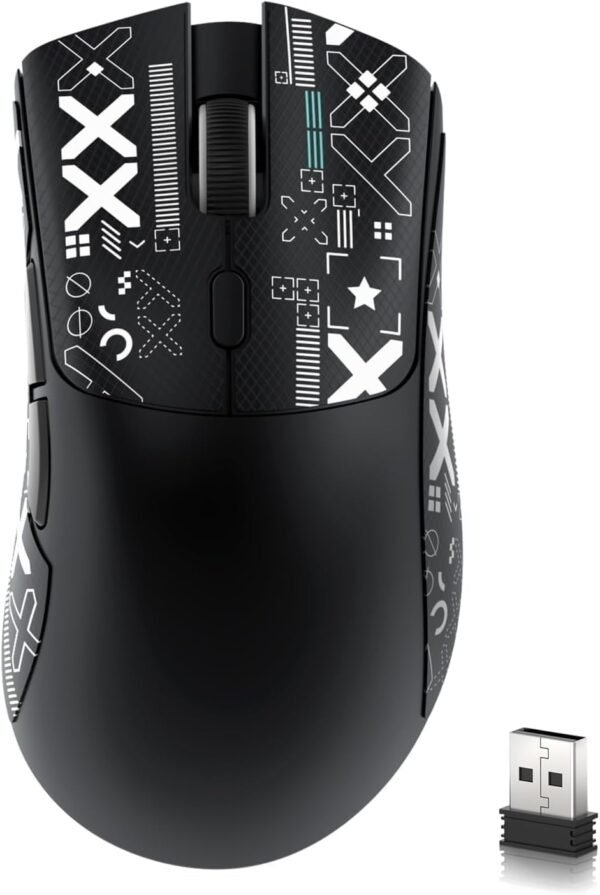 Mouse Sem Fio Gamer R1 18000dpi Paw3311 Tri Mode 1000hz, Pixart Paw3311 Ultraleve 3 Conexões (Preto)