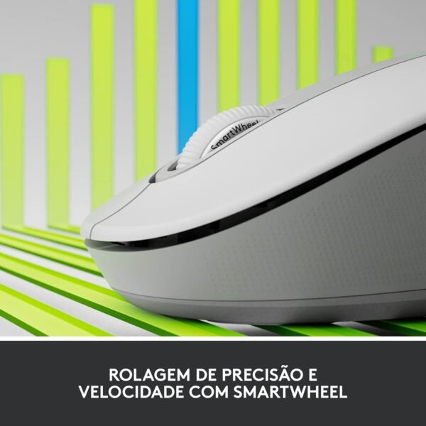 Mouse Sem Fio Logitech Signature M650 L com Design de Tamanho Padrão, Clique Silencioso, Botões Laterais Personalizáveis, Conexão USB e Bluetooth - Branco - Imagem 2