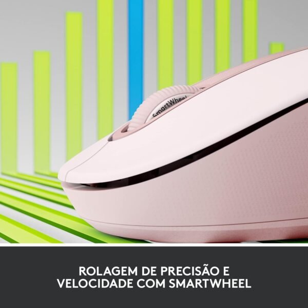 Mouse Sem Fio Logitech Signature M650 com Design de Tamanho Compacto, Clique Silencioso, Botões Laterais Personalizáveis, Conexão USB e Bluetooth - Rose - Imagem 2