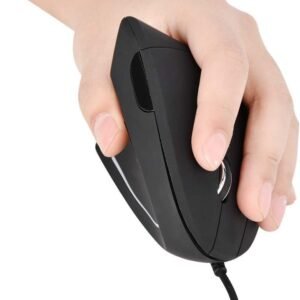 Mouse ergonômico vertical com fio USB, mouse óptico canhoto, 3 DPI ajustáveis 800/1200/1600, 6 botões programáveis, mouse universal para jogos, para laptop, desktop, notebook, PC, computador (preto)