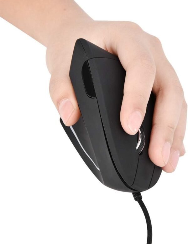 Mouse ergonômico vertical com fio USB, mouse óptico canhoto, 3 DPI ajustáveis 800/1200/1600, 6 botões programáveis, mouse universal para jogos, para laptop, desktop, notebook, PC, computador (preto)