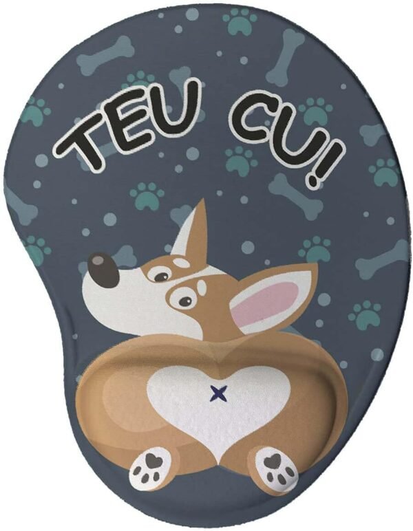 Mouse pad Ergonômico Cachorro Teu Cu Presente Criativo cor:Azul