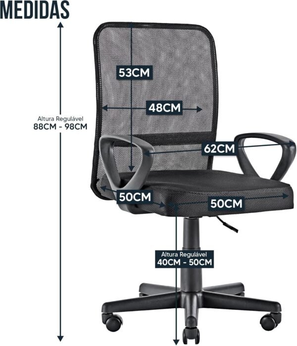NEWCONCEPT, Cadeira de Escritório Executiva Tela Respirável Mesh Ergonômica Altura Ajustável Estofado Confortável Função Relax com Rodinhas Base Giratória Secretária Consultório - Imagem 2