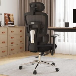 Novilla Cadeira de escritório ergonômica, cadeira de jogos de malha com encosto alto com suporte lombar ajustável, cadeira de escritório grande e alta giratória com encosto de cabeça 2D ajustável e