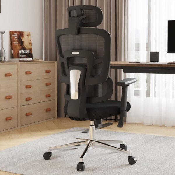 Novilla Cadeira de escritório ergonômica, cadeira de jogos de malha com encosto alto com suporte lombar ajustável, cadeira de escritório grande e alta giratória com encosto de cabeça 2D ajustável e