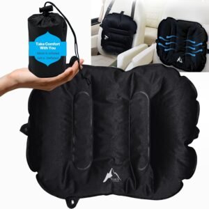 Nyack Exchange Almofada inflável portátil para viagem: avião, carro, cadeira de escritório | Almofada lombar inflável