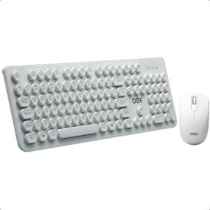 OEX Combo Pop+ Teclado e mouse sem fio 1600 Dpi TM410 - Teclas redondas - Branco