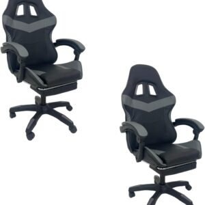 Oficial Webshop - Kit 2 Cadeiras Gamer Stillus Ergonômica com Apoio Para os Pés Cinza