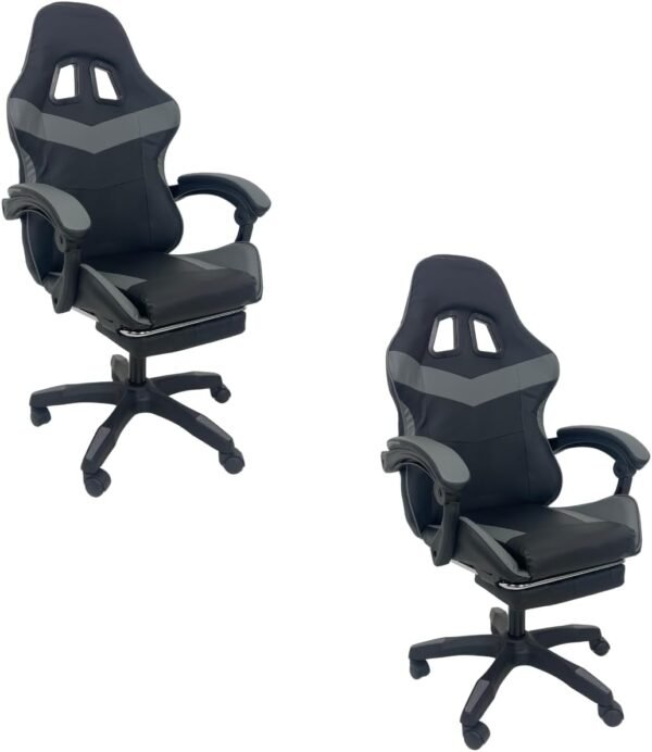 Oficial Webshop - Kit 2 Cadeiras Gamer Stillus Ergonômica com Apoio Para os Pés Cinza