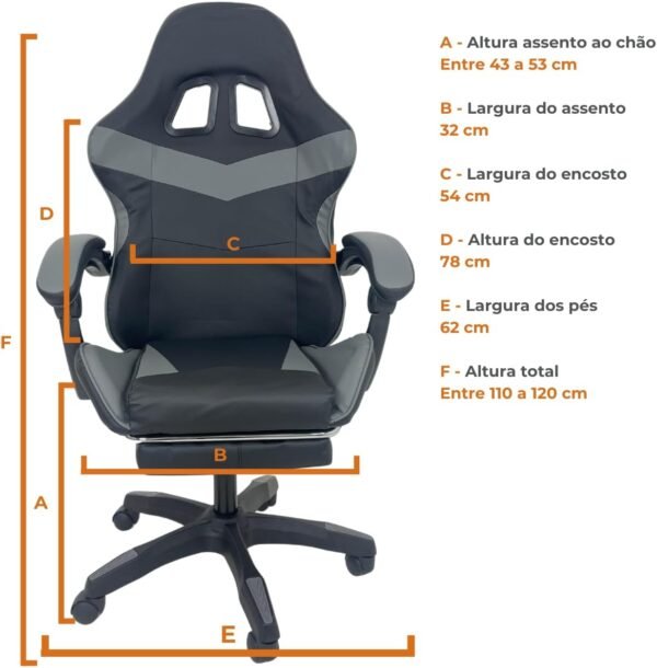 Oficial Webshop - Kit 2 Cadeiras Gamer Stillus Ergonômica com Apoio Para os Pés Cinza - Imagem 2