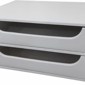 Organizador 2 Gavetas Branco Folha Sulfite A4 Base para Monitor Suporte de Monitor