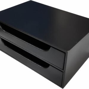 Organizador 2 Gavetas Preto Folha Sulfite A4 Base para Monitor Suporte de Monitor