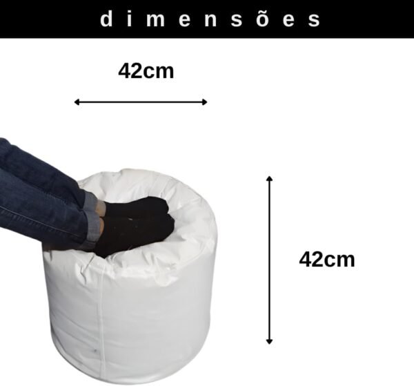 Peseira Corino Cheia Apoio de Pé Descanso Almofadão Conforto Ergonômico Puff Escritório (Branco) - Imagem 2