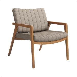 Poltrona Decorativa Estofada Confortável Sala Estar Escritório Recepção Quarto Uxuá no Linho (Cinza com Marrom)