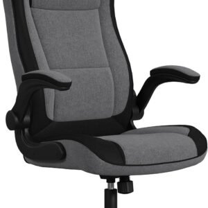 RESPAWN Cadeira para jogos 800 – Balancim giratório com encosto alto, design ergonômico de piso para crianças e adultos, poltrona reclinável com apoios de braços – tecido cinza