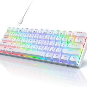 RK ROYAL KLUDGE Teclado para jogos RK61 60% mecânico, retroiluminado RGB com fio, 61 teclas, teclado compacto para computador, PC, com programável QMK/VIA, interruptor vermelho de troca a quente