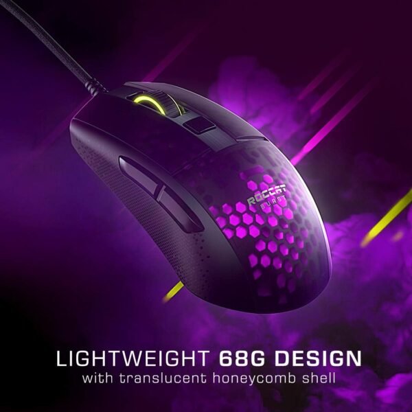 ROCCAT Mouse para jogos Burst Pro PC, interruptores ópticos, mouse de computador ergonômico super leve, iluminação RGB, roda de rolagem Titan, concha biônica, pegada, sensor de olho de coruja, DPI de - Imagem 2