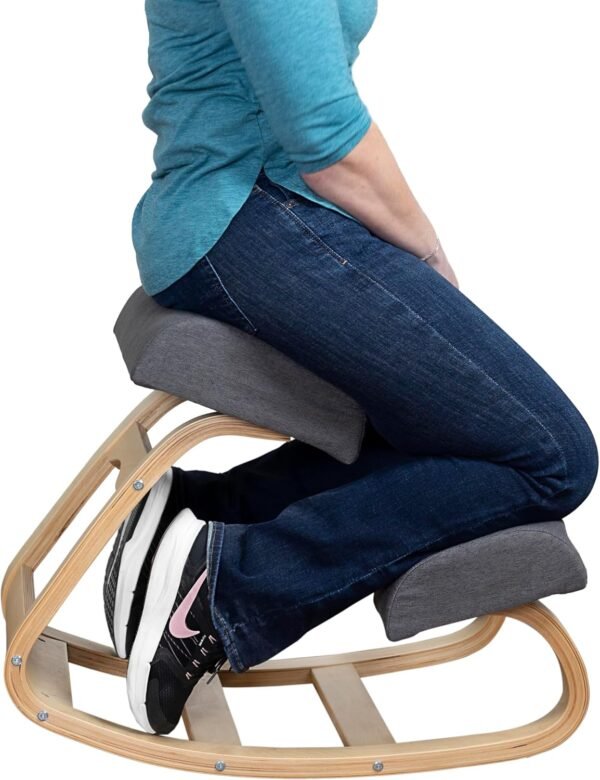 RRI Goods Cadeira Ergonômica de Escritório Acolchoada Confortável com Suporte Postural, Banco de Balanço Angular e Assento Equilibrado, Alí́vio Natural para Dor no Pescoço ou Nas Costas