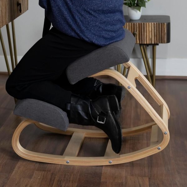 RRI Goods Cadeira Ergonômica de Escritório Acolchoada Confortável com Suporte Postural, Banco de Balanço Angular e Assento Equilibrado, Alí́vio Natural para Dor no Pescoço ou Nas Costas - Imagem 2