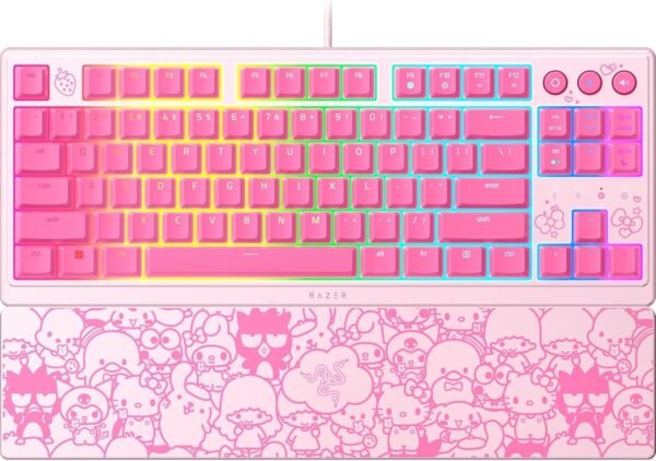 Razer Teclado para jogos Ornata V3 TKL: teclas de perfil baixo - Interruptores de membrana mecânica - Teclas revestidas com UV - Teclas de mídia retroiluminadas - Iluminação RGB de 8 zonas - Cinta