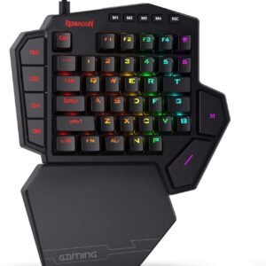 Redragon Teclado mecânico para jogos K585 DITI com uma mão RGB com fio, 42 teclas tipo C, teclado profissional para jogos com soquete de troca a quente atualizado, 7 teclas macro integradas e descanso